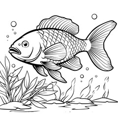 fish outline for kids coloring book pages , vector illustration design.