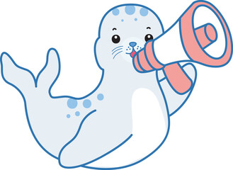 Cute Seal vector icon. Funny baby Seal animal series stock illustration. Life of fluffy Seal designs.