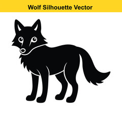 A cute cartoon vector set features a collection of funny black and white wolf animal characters.