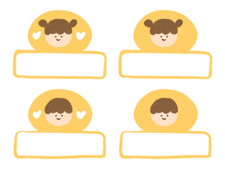 Cute Cartoon Name Tags with Smiling Faces