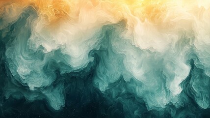 Obraz premium Abstract ocean waves in vibrant teal and gold hues, capturing the dynamic flow and energy of water, perfect for modern decor or branding.