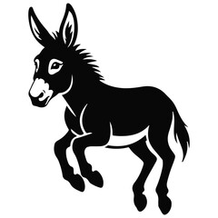 Donkey Head Silhouette Vector Art Icon 