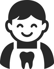 Obraz premium Smiling dentist solid icon vector with tooth symbol on apron.