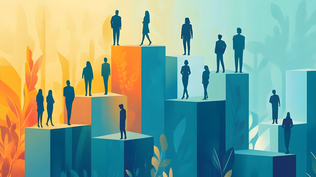 illustration of Professional promotion paths: Clear and accessible career paths that show how employees can move up within the company based on merit and skills