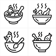 chicken soup icon set
