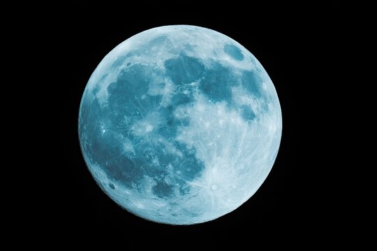Full, vibrant blue moon