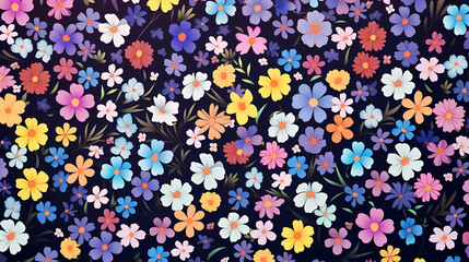 Colorful ditsy floral print background poster decorative painting 