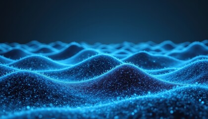 Sea waves from node hud data dots flow research points stream big data visualized for the presentation of scientific developments