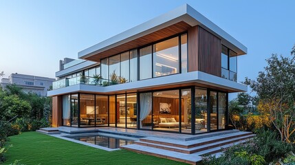 Fototapeta premium Modern House with Pool and Terrace