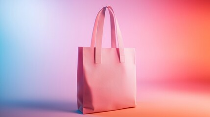 Pink tote bag mockup, studio shot, vibrant colors,  background