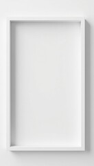 Clean minimalist white frame isolated on white background, background, minimal background, white frame