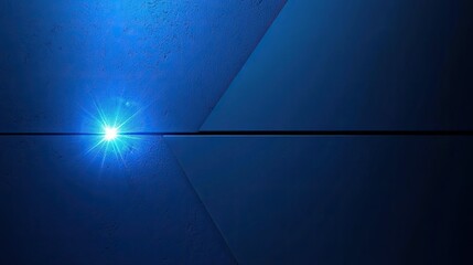 Abstract blue textured walls with bright starburst light in a modern geometric design
