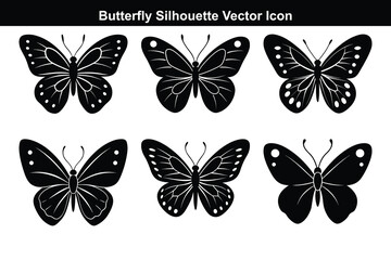 A colorful set of isolated vector butterflies, a beautiful insect illustration with delicate wing patterns, perfect for nature-inspired design.