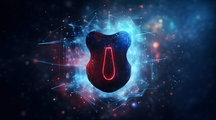Stylized Shield with Red Glow and Binary - Cyber Defense
