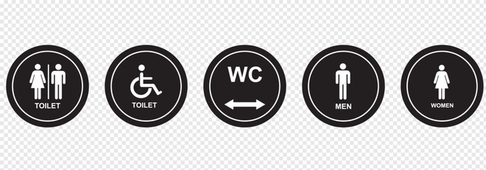 Gender symbol icon. WC icons set. Toilet sign. Man, woman, silhouettes collection. Male and female restroom. 