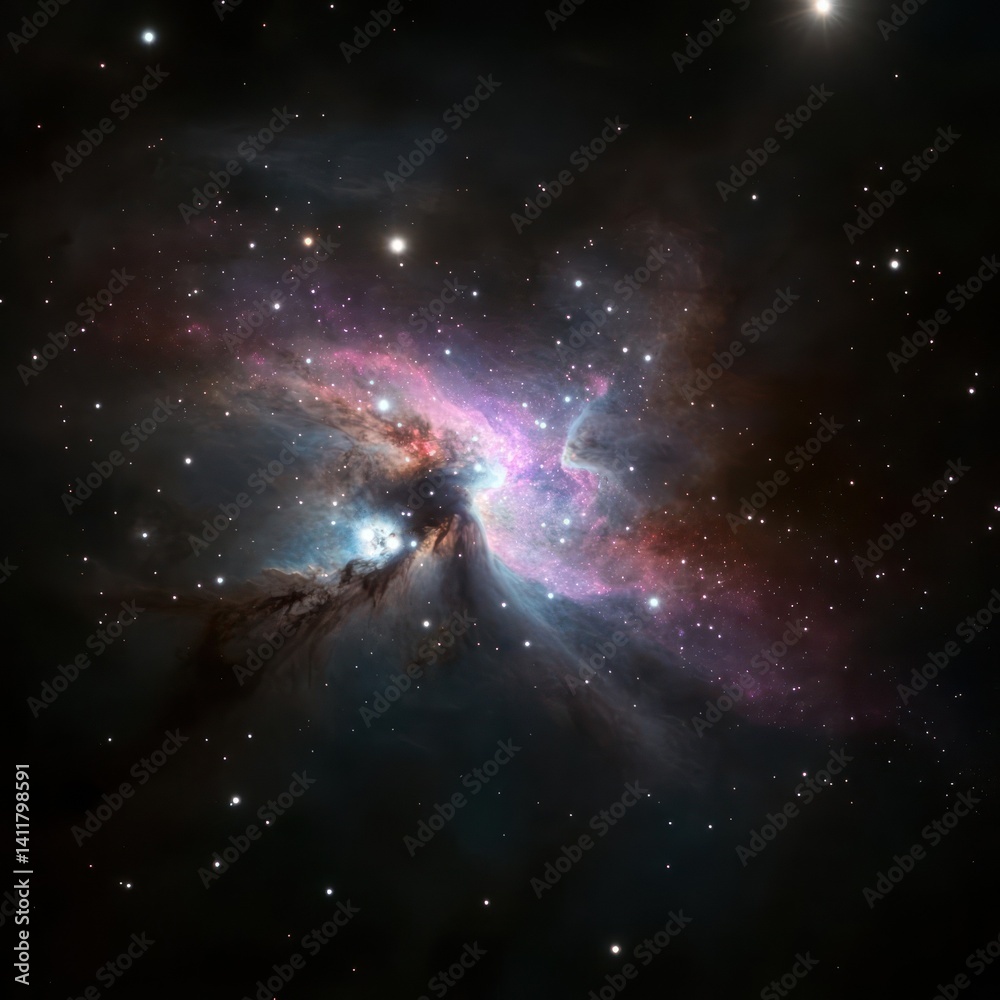 Aufkleber A stunning nebula explodes with vibrant colors, set against a backdrop of countless stars. Swirls of pink, blue, and red gases create a mesmerizing display of cosmic beauty in the vast expanse of