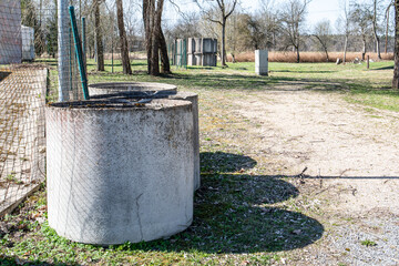 Concrete Infrastructure with Cylindrical Concrete Pipes in Outdoor Area