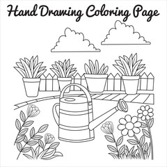 Hand Drawn Garden Coloring Page © Asadul_Islam