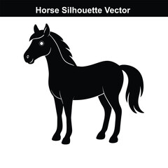 A vector illustration depicts a running set of wild and black horses, a powerful equine silhouette.