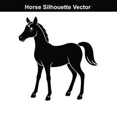 A vector illustration depicts a running set of wild and black horses, a powerful equine silhouette.