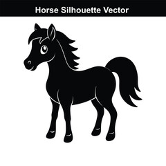 A vector illustration depicts a running set of wild and black horses, a powerful equine silhouette.