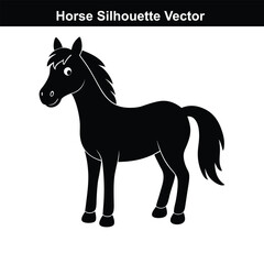 A vector illustration depicts a running set of wild and black horses, a powerful equine silhouette.