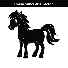 A vector illustration depicts a running set of wild and black horses, a powerful equine silhouette.