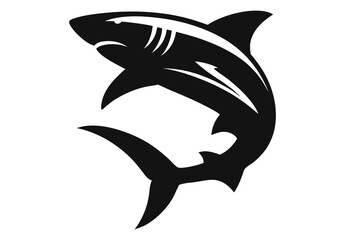 Obraz premium Aggressive Shark Silhouette Icon on White Background. Clipart image isolated on background.