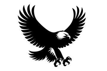 Obraz premium Flying Eagle Silhouette Icon with Spread Wings. Clipart image isolated on background.