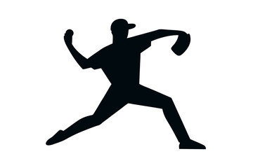 Obraz premium Baseball Pitcher Throwing Ball During Game. Clipart image isolated on background.
