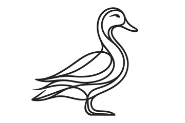 Obraz premium Elegant One Line Drawing of Standing Duck. Clipart image isolated on background.