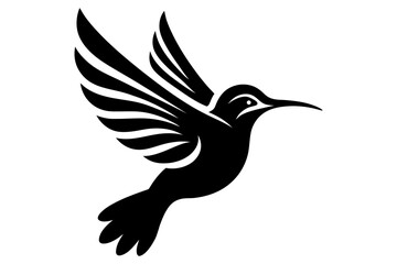 Fototapeta premium Black Hummingbird Silhouette Flying Vector Illustration. Clipart image isolated on background.