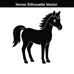 A vector illustration depicts a running set of wild and black horses, a powerful equine silhouette.
