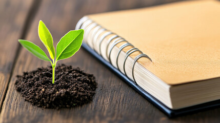 Gardening planning journal with plant and notes for spring garden design and organizing ideas