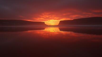 Fototapeta premium Stunning Sunset Reflection Peaceful Nature Scene