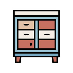 Drawer Chest with Cabinet Icon Representing Mixed Storage and Organizational Furniture