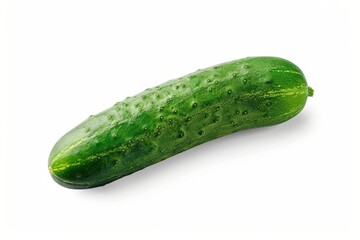 A vibrant and fresh cucumber resting on a clean white background, showcasing its smooth skin and distinctive shape, perfect for culinary delights isolated on transparent background