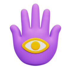 Hindu Hamsa Hand 3D Rendering Icon Isolated Transparent Background	