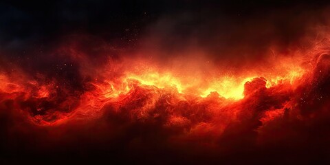 Fiery Nebula Cloud Space Galaxy Glow with Bright Orange and Red Galactic Flare