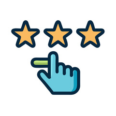 Hand Clicking Star Icon Representing Rating Submission and Feedback
