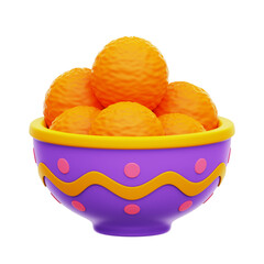 Laddu India Food 3D Rendering Icon Isolated Transparent Background	
