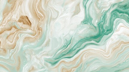 Obraz premium Create an abstract marble mural with gentle swirls of seafoam green, sandy beige, and white, giving a beach-inspired look.