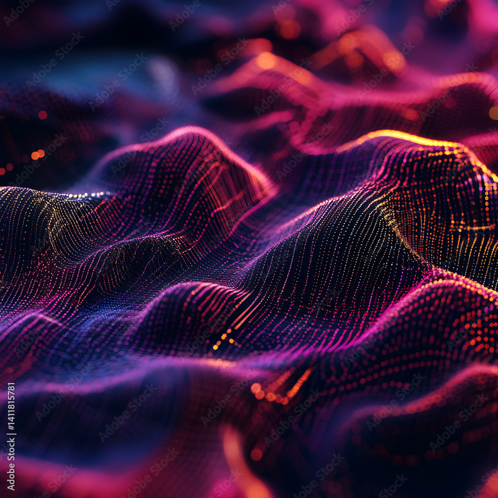 Fototapete Abstract data Flow : Visualize the digital realm with this captivating display of abstract data flow, creating a mesmerizing experience with vibrant colors and intricate patterns. 