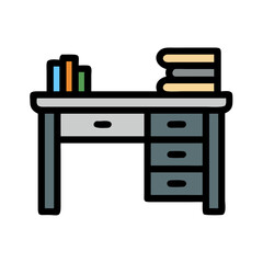 Office Desk with Drawer Icon Representing Study Area and Workspace Organization