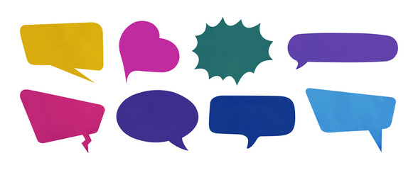 set of colorful speech bubbles