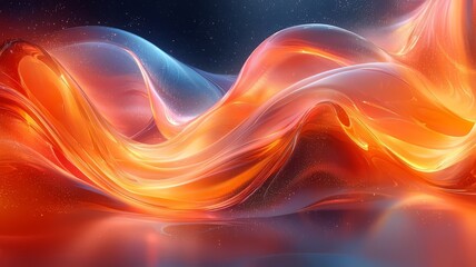 Obraz premium Vibrant abstract waves of orange and blue light, creating a dynamic flow that evokes energy and movement, perfect for modern design and creative projects.