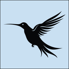 Obraz premium Silhouette of a Hummingbird, Flight