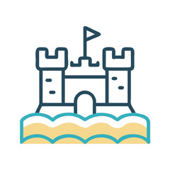 Obraz premium Sandcastle Icon Representing Seaside Creativity and Beach Play Activity