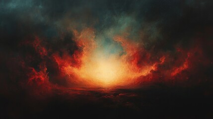 Naklejka premium Fiery Cosmic Nebula Abstract Space Art Background