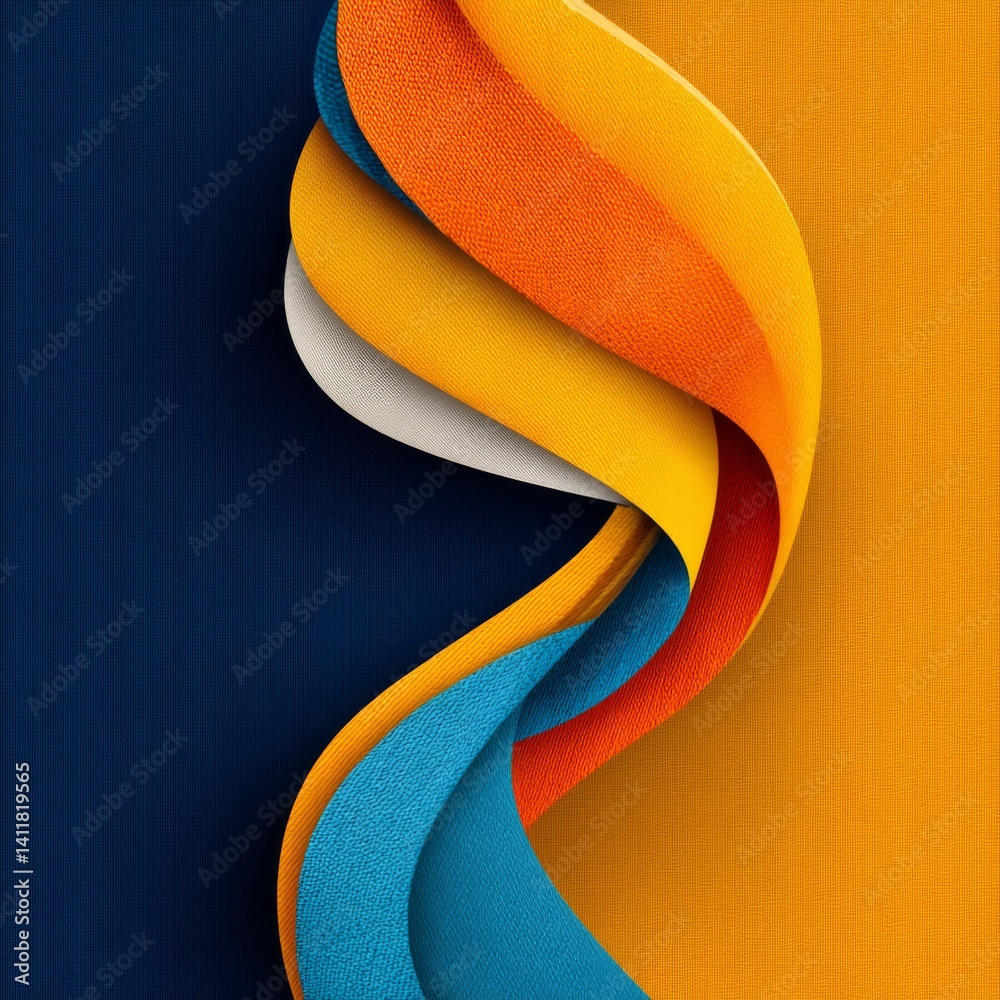 Fototapete abstract textile swirls: a modern design featuring textured layers and vibrant color combinations on